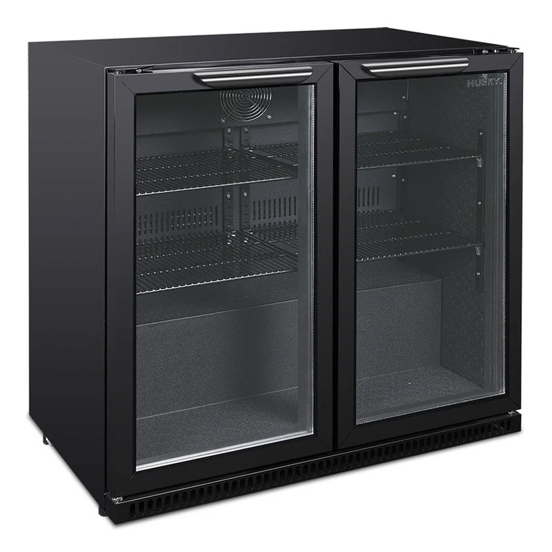 Husky 203L Double Door Homebar Drinks Chiller in Black | C2HHMBBKAU