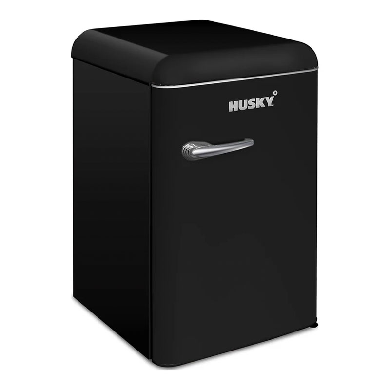 Husky 118L Solid Door Retro Style Bar Fridge in Black | HUSRET135BKHU