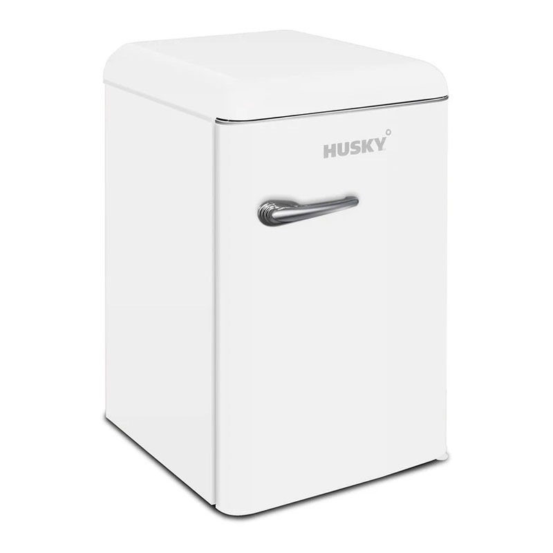 Husky 118L Solid Door Retro Style Bar Fridge in White | HUSRET135WHHU