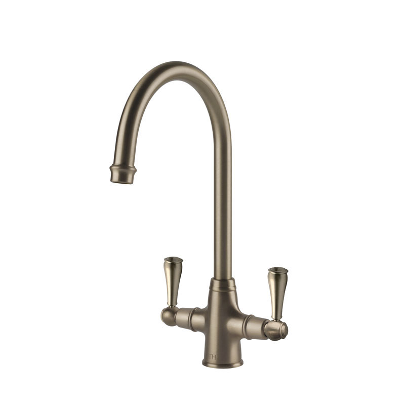 Turner Hastings Ludlow Double Mixer Tap with Metal Handle - Brushed Nickel | LU118DM-S-BN