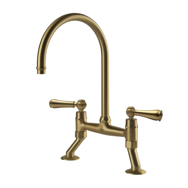 Turner Hastings Ludlow Bridge Mixer Tap with Metal Handle - Brushed Brass | LU123BM-S-BB