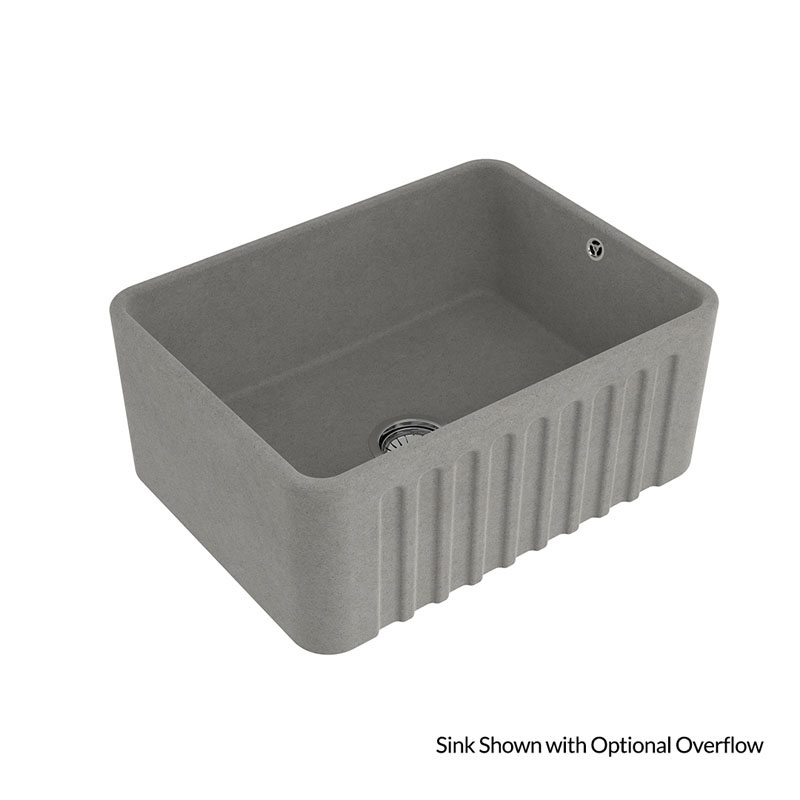 Turner Hastings Novi 60x46 Fireclay Butler Sink Concrete Look With Overflow Incl. Waste | NO604FS-CL-OF