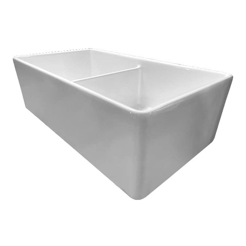 Turner Hastings Novi 84x46 Double Bowl Fireclay Butler Sink Gloss White Incl. Wastes | NO84FS